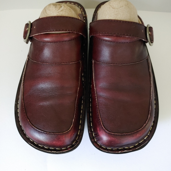 Alegria Seville Clog Chunky Leather Shoe Size 7 - 7.5 EU 37 Burgundy - Picture 6 of 16